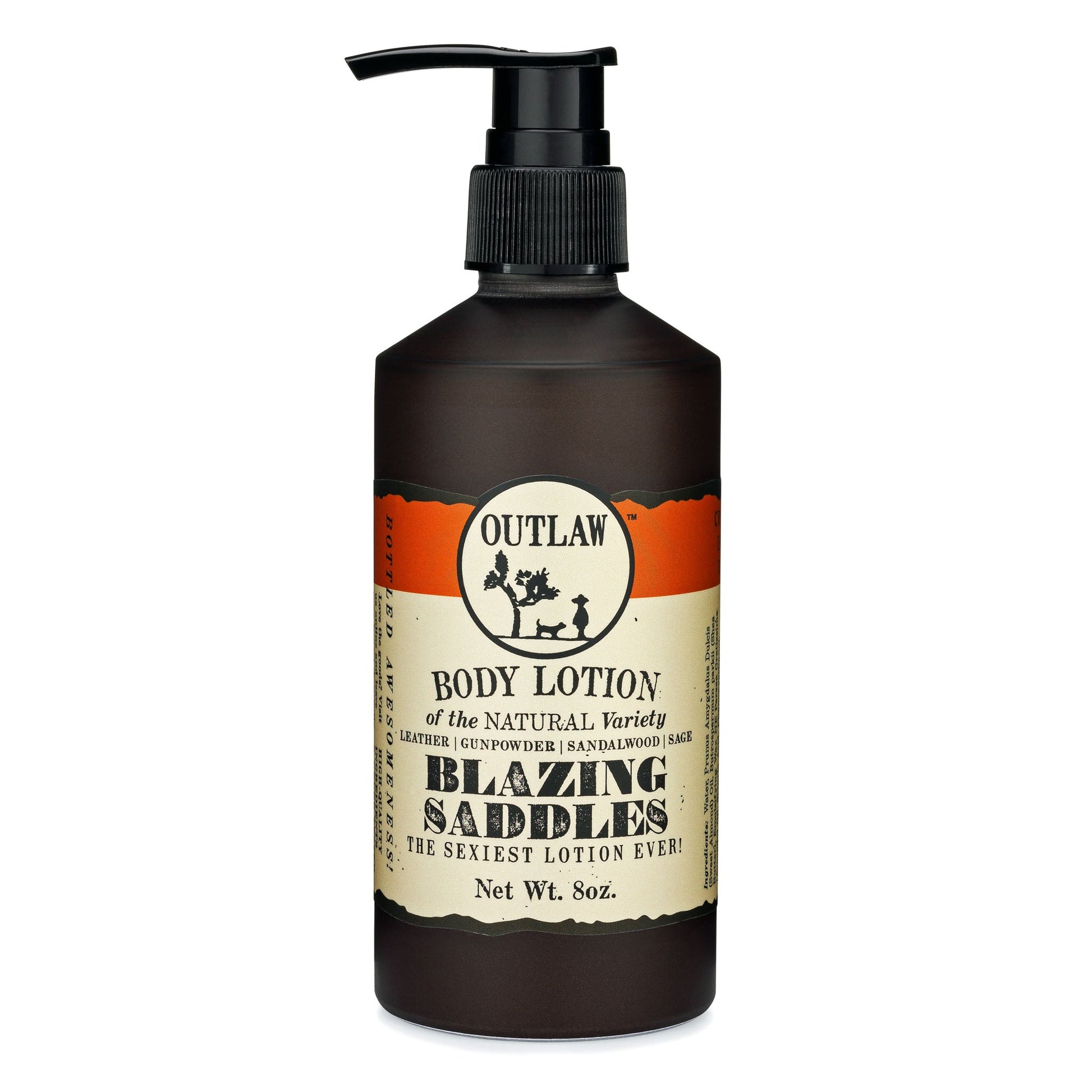 Blazing Saddles leather and sage scented natural body lotion by Outlaw