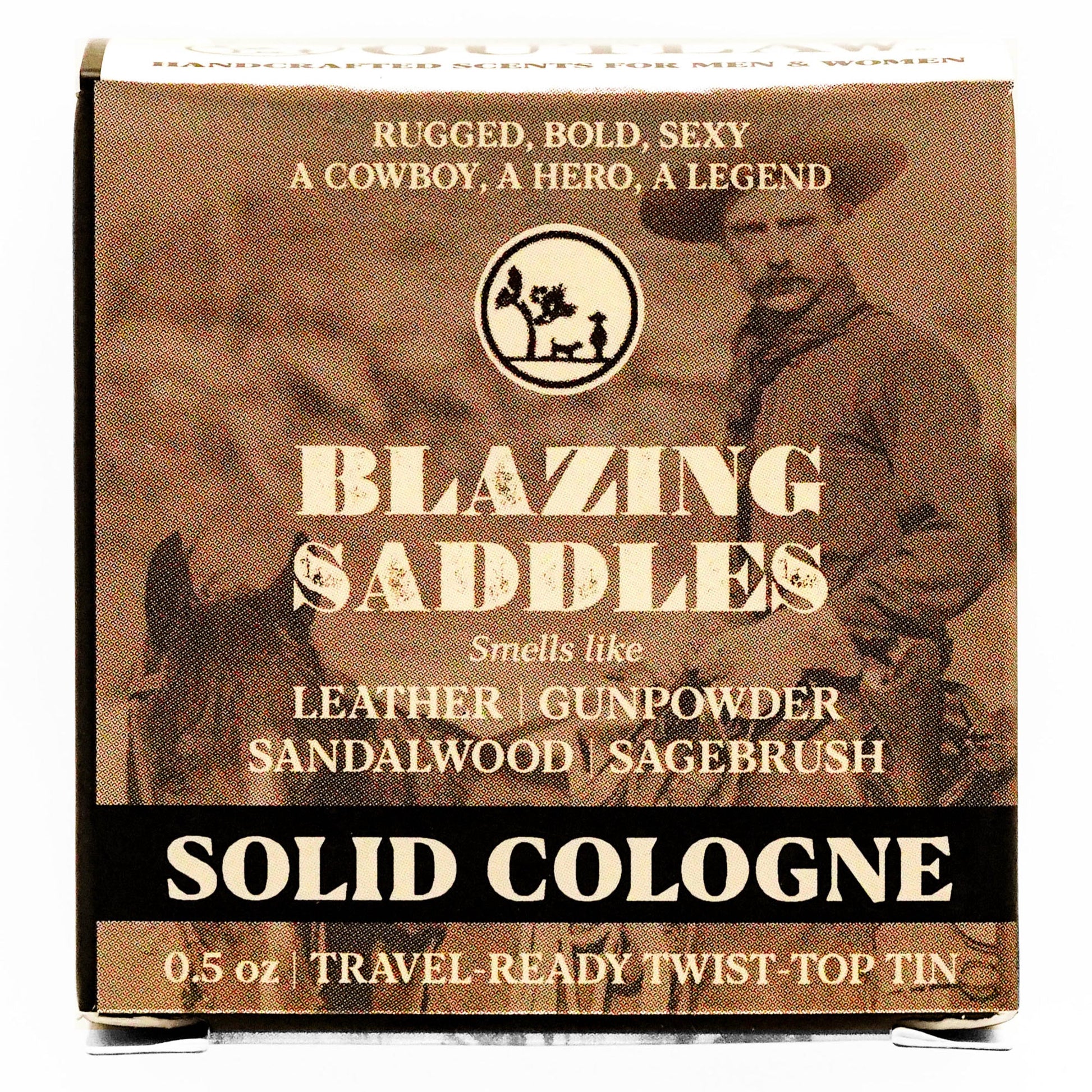 Leather Sandalwood Solid Cologne for Men and Women, by Outlaw