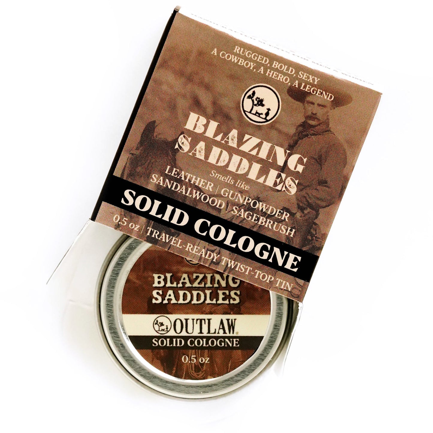 Leather Sandalwood Solid Cologne for Men and Women, by Outlaw