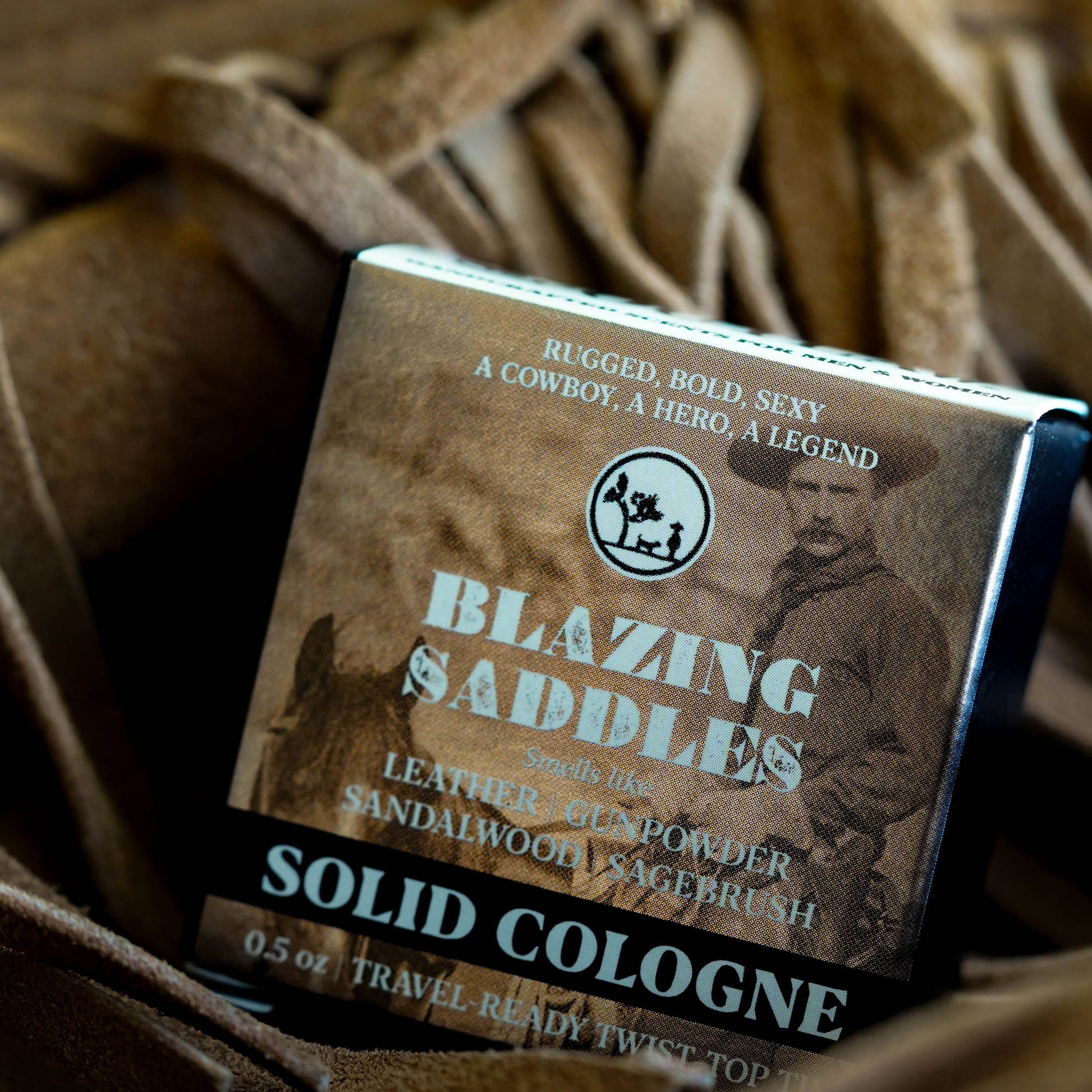 Leather Sandalwood Solid Cologne for Men and Women, by Outlaw