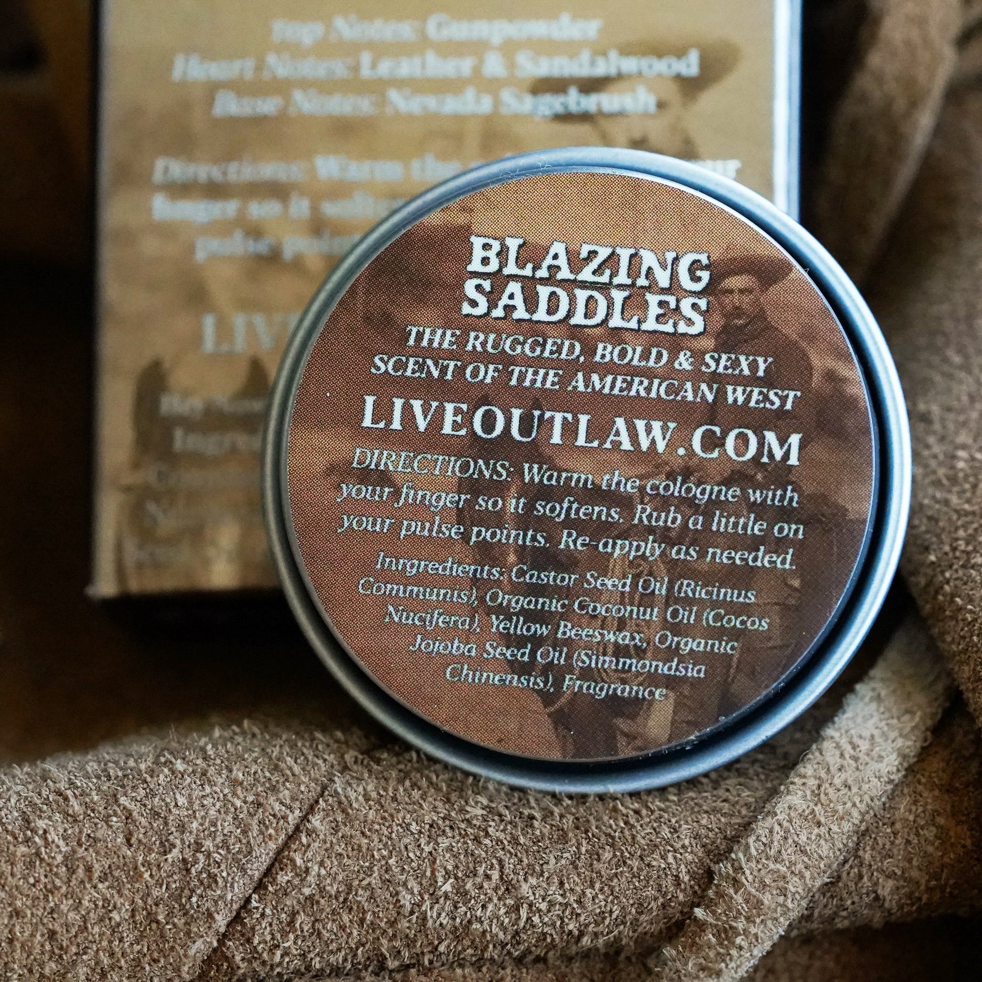 Leather Sandalwood Solid Cologne for Men and Women, by Outlaw